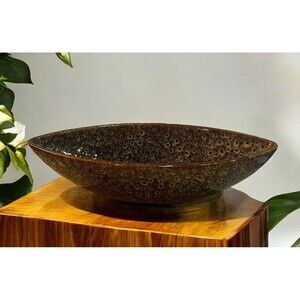 Hosley Decorative Elegant Expressions Ceramic Peacock-Feather Pattern Oval Bowl